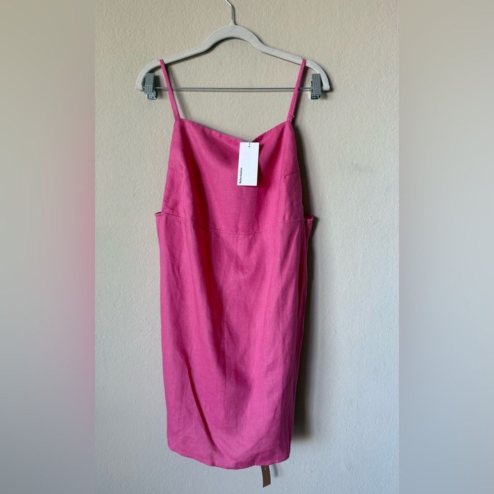 NWT Reformation Wiley Linen Mini Pink Dress Size 10 - Picture 6 of 9
